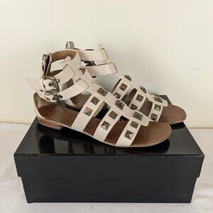 Designer Boutique 9 Ivory Studded Leather Gladiator Sandals EUC Size 8.5